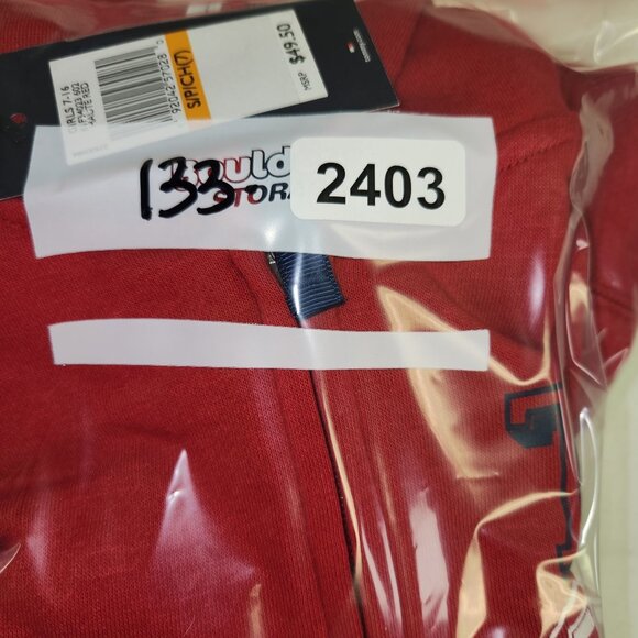 Tommy Hilfiger Girls 7 Red Full Zip Long Sleeve Hoodie TH85 Logo New 2403 - Picture 6 of 6